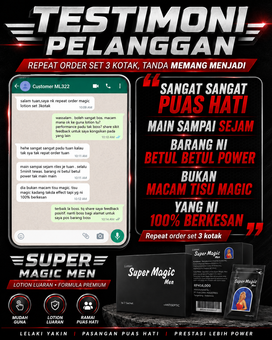 Screenshot testimoni customer